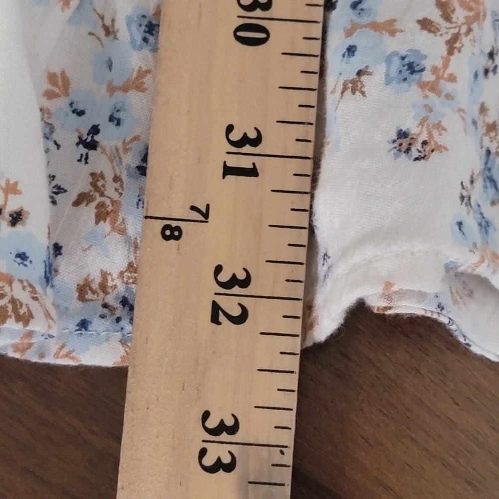 Patrons of Peace Mini Dress S White Floral Ruffle Hem Smocked Back Cottagecore